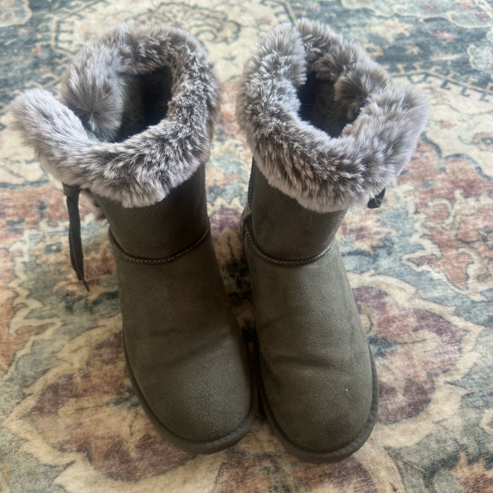 Target Women's Gray Faux Fur Winter Boots